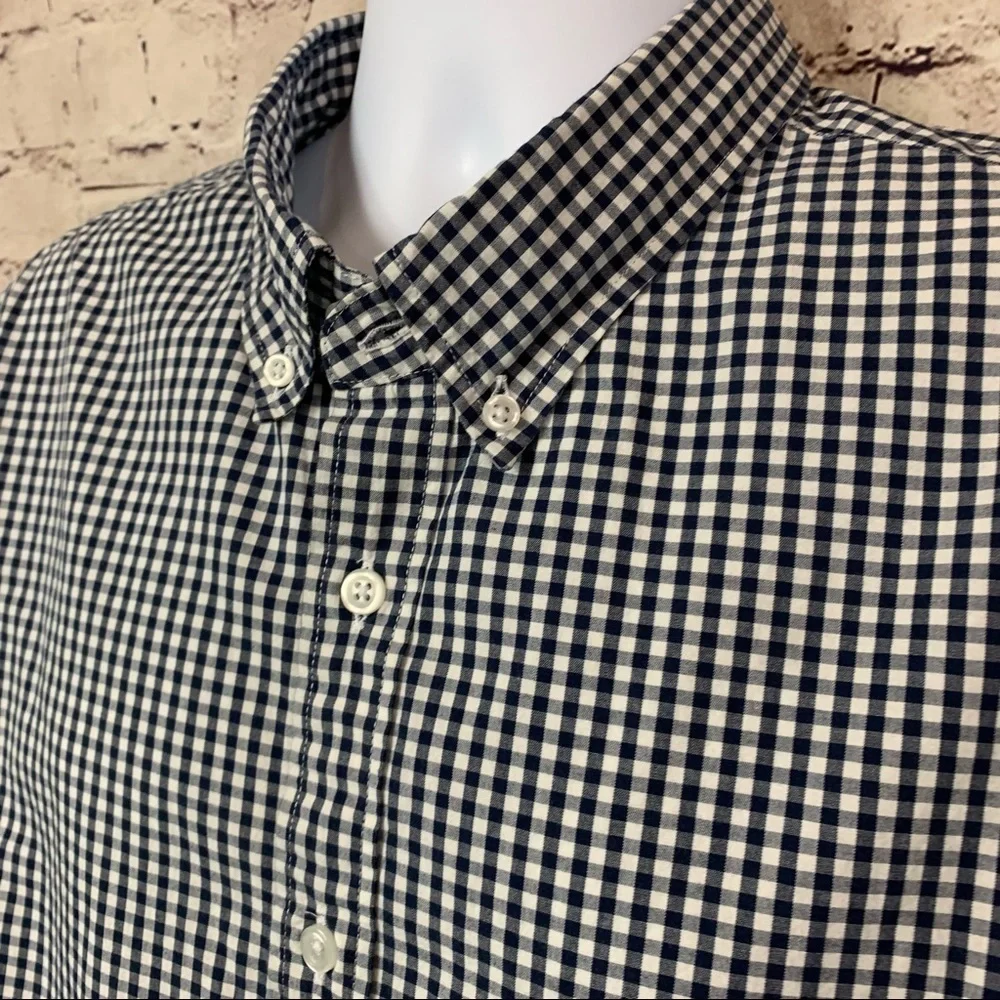 J. Crew Blue Check Button Front Long Sleeve Shirt